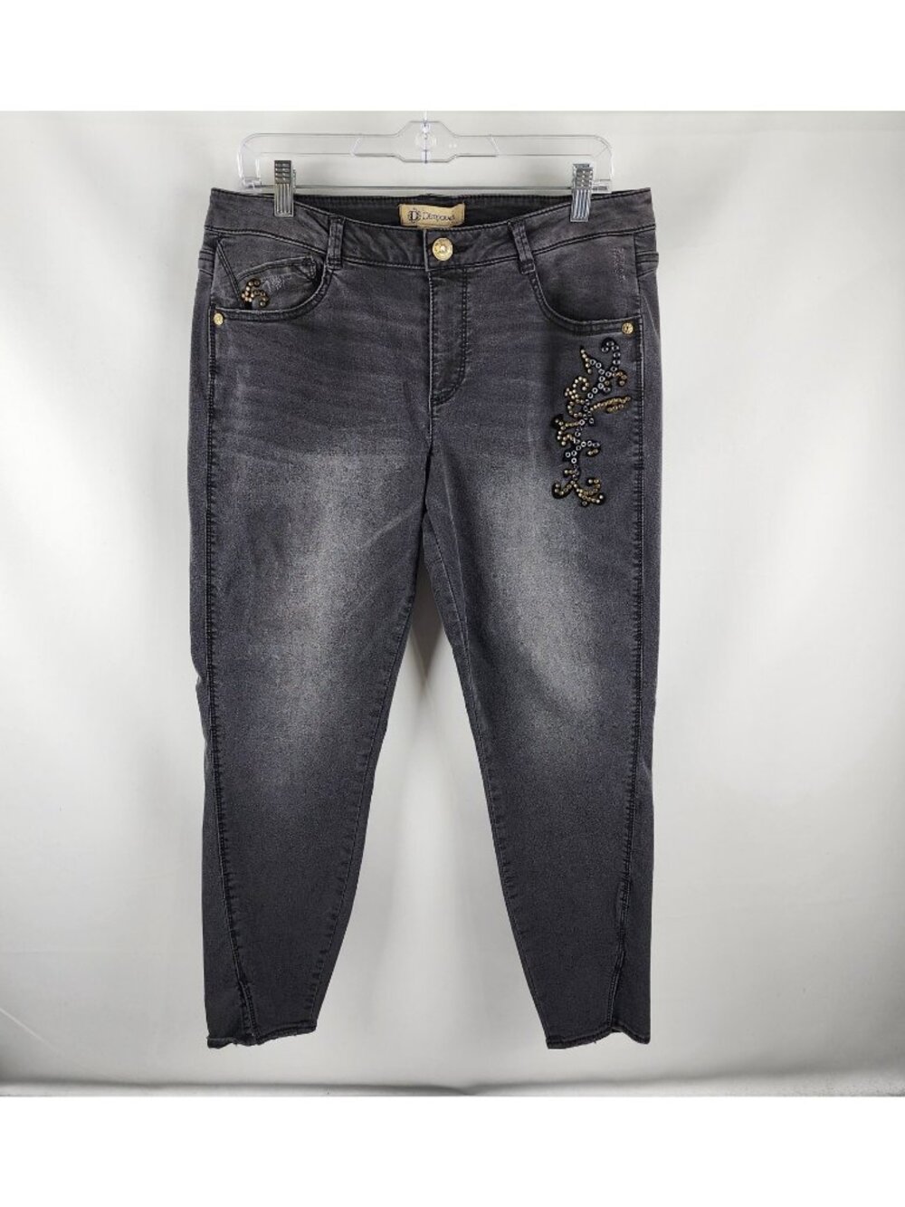 Democracy Jeans Womens 12 Black Freedom Ankle Skimmer Denim Decor Accent (32x26)